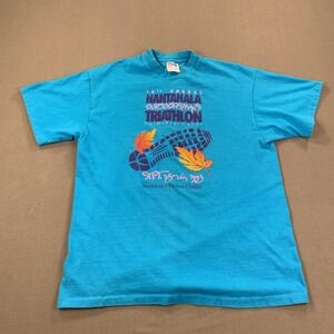 Vintage 1993 Nantahala Outdoorsman Triathlon Shirt Mens LG USA 90s Single Stitch